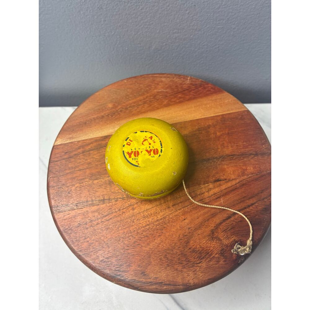 Vintage Duncan Yo-Yo Yellow Wooden Toy Mid Century